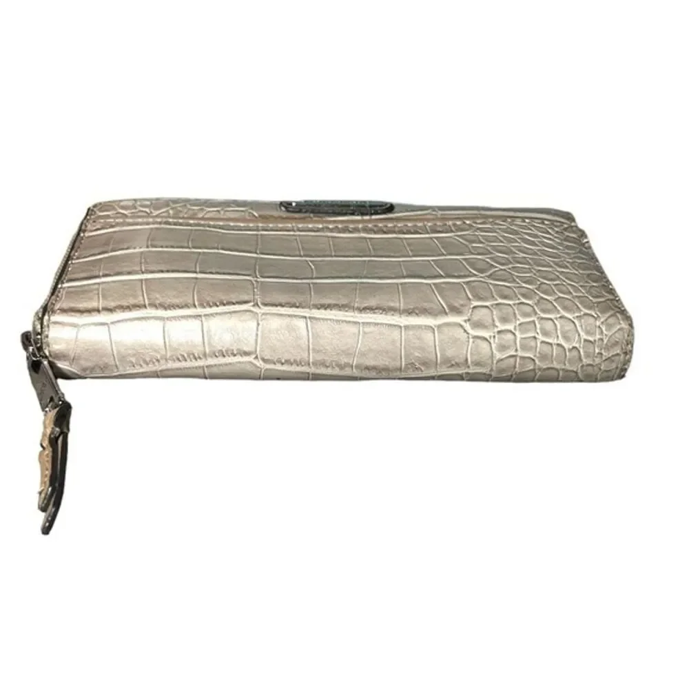 Dana Buchman Tan Croc Faux Leather Large Accordion Ziparound Continental Wallet